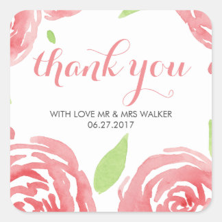 Floral geluk Dank je Vierkante Sticker