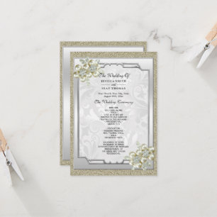Floral Gem ingelijst, Goud & Zilver Huwelijksprogr