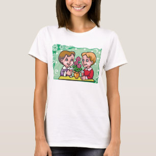 Floral Gemini tweelingjongens met bloemen T-shirt