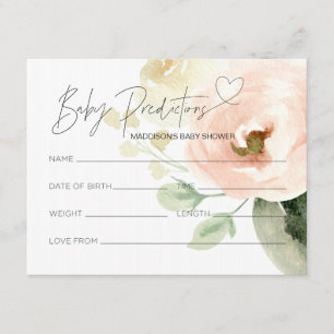 Floral Gender Neutral Baby shower Predication Card Informatiekaartje