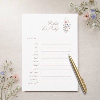 Floral Gender Neutral Shower Wishes For Baby Card Kaart