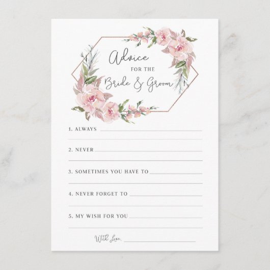 Floral geometric Advice for Bride & Groom Kaart (Voorkant)