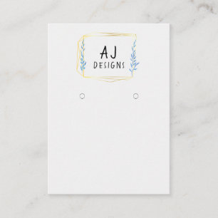 Floral Geometric Gold Earring Display Kaart Visitekaartje