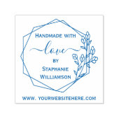 Floral Geometric Handmade with Love+Name+Web Zelfinktende Stempel (Design)