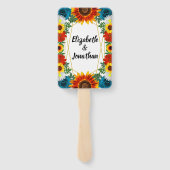 Floral geometric handwaaier (Achterkant)