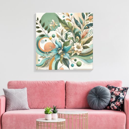 Floral Geometric Harmony Canvas Afdruk (Insitu (Woonkamer))