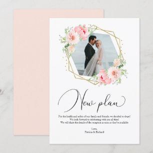 Floral Geometric New Plan Elopement Receptie Kaart