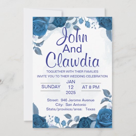  floral geometric personalized wedding invitation (Devant)