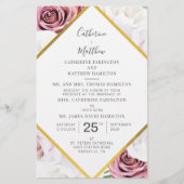 Floral Geometric Script Wedding Kaart (Voorkant)