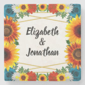 Floral geometric stenen onderzetter (Voorkant)