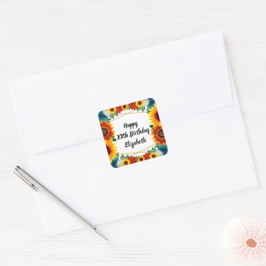 Floral geometric vierkante sticker (Envelop)
