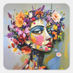 Floral Geometry – een botanisch portret Vierkante Sticker