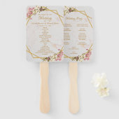 Floral Geometry Marble Gold Orchid huwelijksprogra Handwaaier (Voorkant en achterkant)