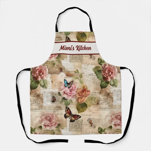 Floral gepersonaliseerd all-over print Schort (Voorkant)