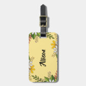 Floral Gepersonaliseerd Jeugdkamp Bagagelabel (Voorkant verticaal)