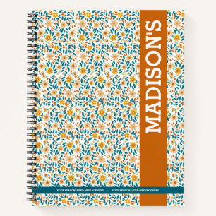 Floral gepersonaliseerd monogram & naam notitieboek