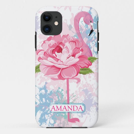 Floral Gepersonaliseerd Roze flamingo ontwerp Case-Mate iPhone Case (Achterkant)