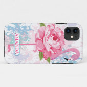 Floral Gepersonaliseerd Roze flamingo ontwerp Case-Mate iPhone Case (Achterkant (horizontaal))