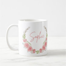 Floral gepersonaliseerde naam Mok