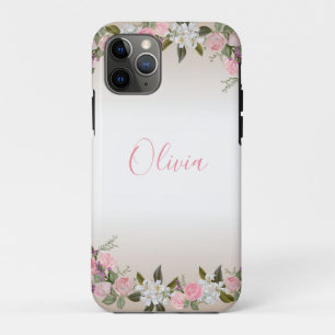 Floral gepersonaliseerde naam vrouwelijk iPhone 11 pro hoesje