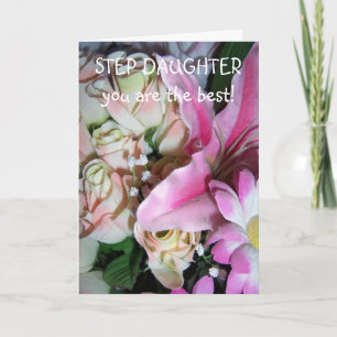 Floral gepersonaliseerde stap dochter verjaardag kaart