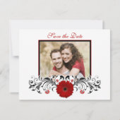 Floral Gerbera rouge Enregistrer la carte Date (Devant)