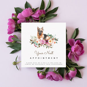 Floral German Shepherd Salon Appointinder Vierkante Visitekaartje