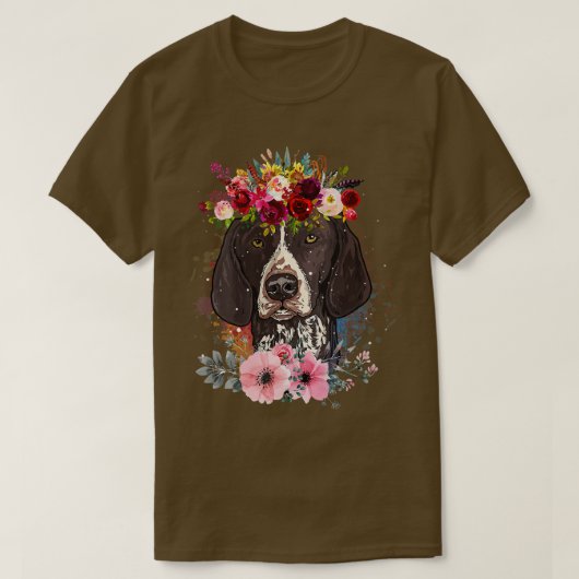 Floral German Shorthaired Pointer Dog Floral Love T-shirt (Design voorkant)