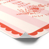 Floral geschulpte Border Stripe Bruiloft Welkom Poster (Hoek)