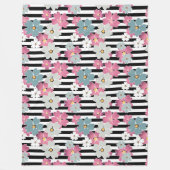 Floral, gestreept fleece deken (Voorkant)