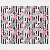 Floral, gestreept fleece deken (Voorkant (Horizontaal))