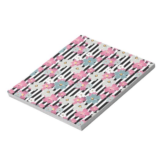 Floral, gestreept notitieblok (Gedraaid)