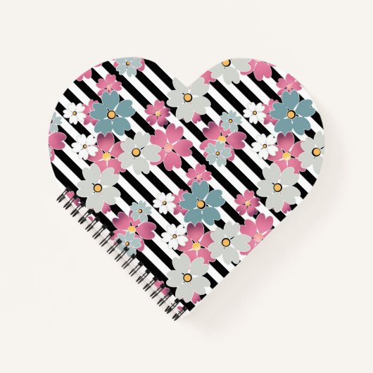 Floral, gestreept notitieboek (Voorkant)