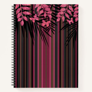 Floral, gestreept, retro notitieboek