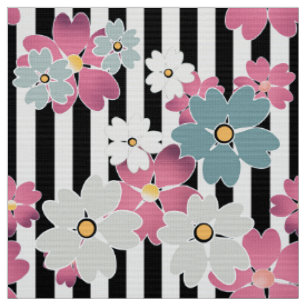 Floral, gestreept stof