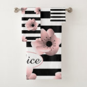 Floral gestript minimalistisch modern patroon bad handdoek (Insitu)