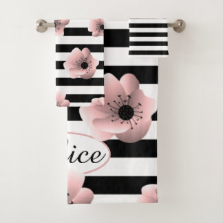 Floral gestript minimalistisch modern patroon bad handdoek