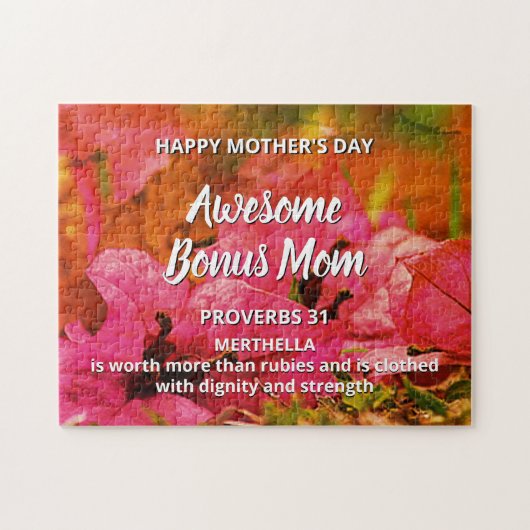 Floral GEWELDIGE BONUS MOM Proverbs 31 Legpuzzel (Horizontaal)