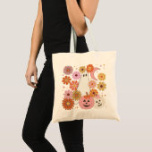 Floral Ghost Retro Halloween Tote Bag (Voorkant (product))