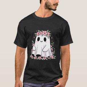 Floral Ghost Shirt Roze Bloemen Schattige Spooky O