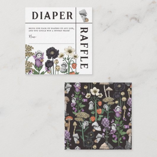 Floral Ghosts Halloween Baby shower Luier Raffle Informatiekaartje (Voorkant / Achterkant)