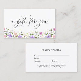 Floral Gift Certificate Card for Small Businesses Visitekaartje