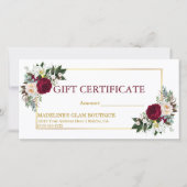 Floral Gift Certificate van de Waterverf Burgundy  (Voorkant)