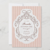 Floral Gingham Meisjes 1e verjaardag Kaart (Voorkant)