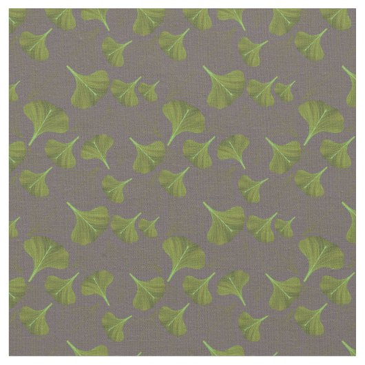 Floral Gingko Leaf Gray Pattern Stof (Close Up)