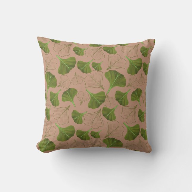 Floral Ginkgo Leaf Pastel Pattern Kussen (Voorkant)