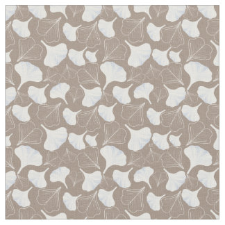 Floral Ginkgo Leaf Taupe Patterned Stof