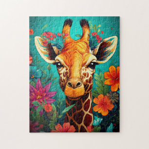 Floral Giraffe Portrait-9319 Legpuzzel