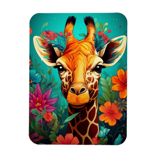 Floral Giraffe Portrait-9319 Magneet (Verticaal)