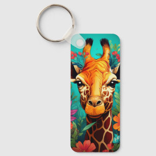 Floral Giraffe Portrait-9319 Sleutelhanger